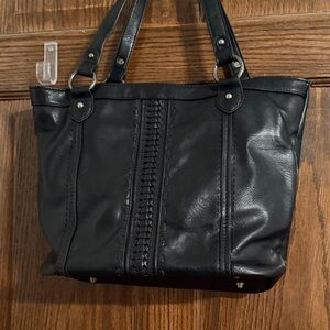 NWOT Montana West Black leather conceal and carry Leather Tote Bag.